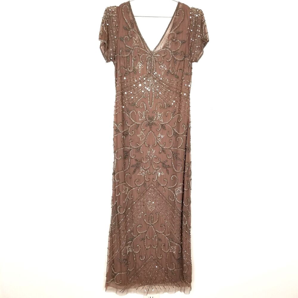 Pisarro Nights Mauve Beaded Maxi Dress